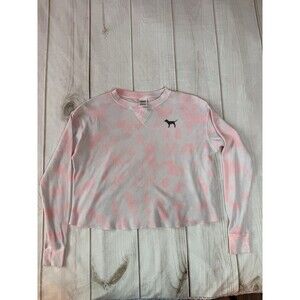Victoria Secret Pink Shirt Womens Small Thermal Long Sleeve Waffle Tie Dye